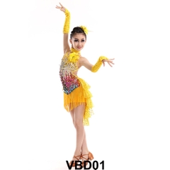 Váy Bé Gái Biểu Diễn (VBD01) - Vàng + Size