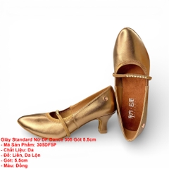 Giày Standard Nữ DF Dance 305 Gót 5.5cm (305DF5P) - Vàng Đồng + Size
