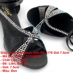 Giày Latin Nữ Sasan Gắn Đá 7176 Gót 7.5cm (7176SS7P) - Đen