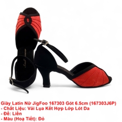 Giày Latin Nữ JigFoo 167303 Gót 6.5cm (167303J6P) - Đen Đỏ