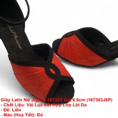Giày Latin Nữ JigFoo 167303 Gót 6.5cm (167303J6P) - Đen Đỏ