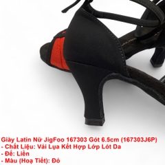 Giày Latin Nữ JigFoo 167303 Gót 6.5cm (167303J6P) - Đen Đỏ