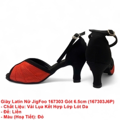Giày Latin Nữ JigFoo 167303 Gót 6.5cm (167303J6P) - Đen Đỏ