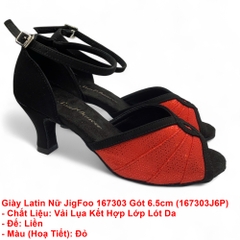 Giày Latin Nữ JigFoo 167303 Gót 6.5cm (167303J6P) - Đen Đỏ