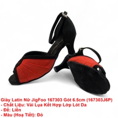 Giày Latin Nữ JigFoo 167303 Gót 6.5cm (167303J6P) - Đen Đỏ