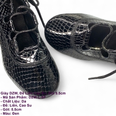 Giày DZW, Đế Liền Cao Su, Gót 5.5cm (DZW-L-5P) - Màu Đen