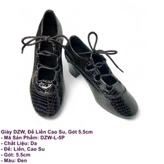Giày DZW, Đế Liền Cao Su, Gót 5.5cm (DZW-L-5P) - Màu Đen