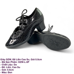 Giày DZW, Đế Liền Cao Su, Gót 5.5cm (DZW-L-5P) - Màu Đen