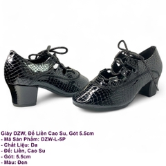 Giày DZW, Đế Liền Cao Su, Gót 5.5cm (DZW-L-5P) - Màu Đen