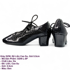 Giày DZW, Đế Liền Cao Su, Gót 5.5cm (DZW-L-5P) - Màu Đen