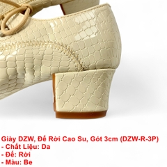 Giày DZW, Đế Rời Cao Su, Gót 3cm (DZW-R-3P) - Màu Be