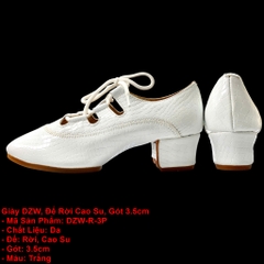 Giày DZW, Đế Rời Cao Su, Gót 3.5cm (DZW-R-3P) - Trắng