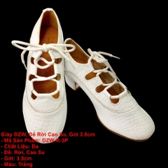 Giày DZW, Đế Rời Cao Su, Gót 3.5cm (DZW-R-3P) - Trắng