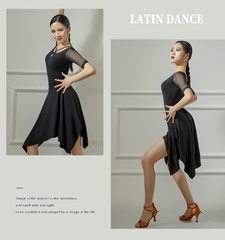 Bộ Áo Váy Tập Latin Màu Đen E3521Y