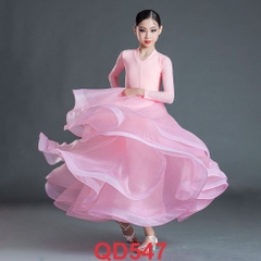 (TSDancer) Váy Standard Bé Gái (QD547) - Hồng + Size