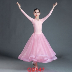 (TSDancer) Váy Standard Bé Gái (QD547) - Hồng + Size