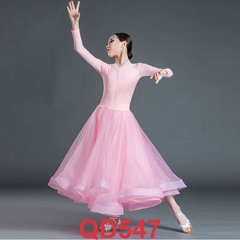 (TSDancer) Váy Standard Bé Gái (QD547) - Hồng + Size