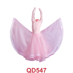 (TSDancer) Váy Standard Bé Gái (QD547) - Hồng + Size