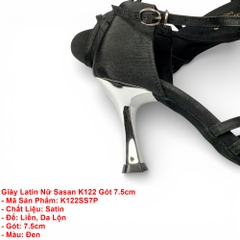Giày Latin Nữ Sasan K122 Gót 7.5cm (K122SS7P) - Đen