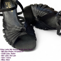 Giày Latin Nữ Sasan K125 Gót 7.5cm (K125SS7P) - Đen