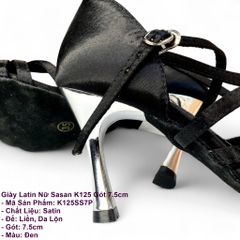 Giày Latin Nữ Sasan K125 Gót 7.5cm (K125SS7P) - Đen