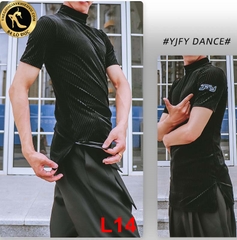 Áo Latin Nam Vải Lưới Sọc Cộc Tay YJFY Dance (L14)