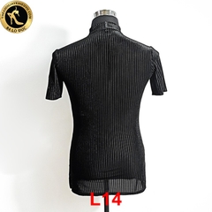 Áo Latin Nam Vải Lưới Sọc Cộc Tay YJFY Dance (L14)