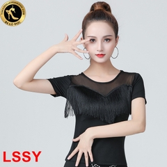 Áo Nữ Pha Lưới Tua Rua (LSSY) - Đen + Size