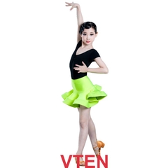 (VTEN) Váy Tập Bé Gái Ngắn Tay - Váy Xanh + Size