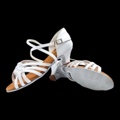 Giày Latin Bé Gái KDance 113 Quai Tết Gót Nhọn (113KN) - Trắng