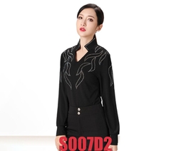 Áo Latin Nữ Cổ Chữ V Dài Tay (S007) - Đen + Size