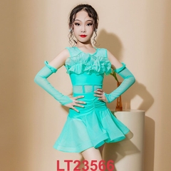 Váy Khiêu Vũ Trẻ Em Ren Váy Lớn (LT23566) - Xanh + Size