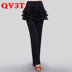 Quần Váy Tập Nữ , Đuôi Váy 3 Tầng (QV3T) - Đen + Size