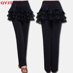 Quần Váy Tập Nữ , Đuôi Váy 3 Tầng (QV3T) - Đen + Size