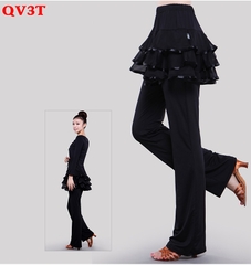 Quần Váy Tập Nữ , Đuôi Váy 3 Tầng (QV3T) - Đen + Size