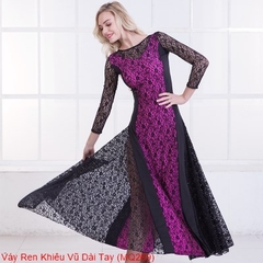 (EnuoDance) Váy Ren Khiêu Vũ Dài Tay (MQ269) - Hồng + Size