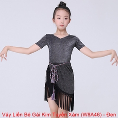 (WJJDance) Váy Liền Bé Gái Kim Tuyến Xám (W8A46) - Đen + Size