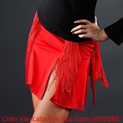 (WJJDance) Chân Váy Latin Tua Rua Cạnh (W20D68) - Đỏ + Size