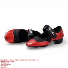 Giày Tập Sport KDance 193, Đế Cao Su, Chất Liệu Da, Gót 3.5cm (193Kd) - Đỏ