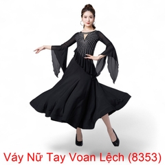 (Aidixing) Váy Nữ Tay Voan Lệch (8353) - Đen + Size
