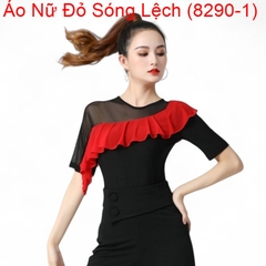 (Aidixing) Áo Nữ Đỏ Sóng Lệch (8290-1) - Đỏ Đen + Size