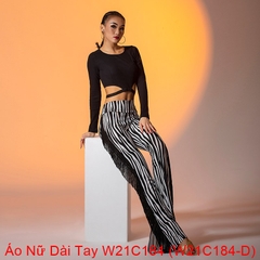 (WJJDance) Áo Nữ Dài Tay W21C184 (W21C184-D) - Đen + Size