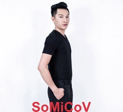 (SoMiCoV) Áo Sơ Mi Nam Cộc Tay Cổ Chữ V - Đen