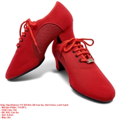 Giày Tập KDance T1T Đế Rời, Đế Cao Su, Gót 5.5cm, Lưới Cạnh (T1C5P-L) - Đỏ