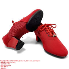 Giày Tập KDance T1T Đế Rời, Đế Cao Su, Gót 5.5cm, Lưới Cạnh (T1C5P-L) - Đỏ