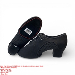 Giày Tập KDance T1T Đế Rời, Đế Da Lộn, Gót 5.5cm, Lưới Cạnh (T1D5P-L) - Đen