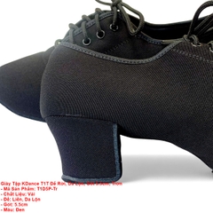 Giày Tập KDance T1T Đế Rời, Da Lộn, Gót 5.5cm, Trơn (T1D5P-Tr) - Đen