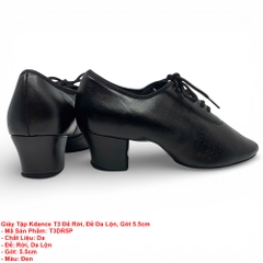 Giày Tập Kdance T3 Đế Rời, Đế Da Lộn, Gót 5.5cm (T3DR5P) - Đen