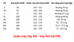 Quần Váy Tập Nữ - Váy Rời (QVTR) - Đen + Size