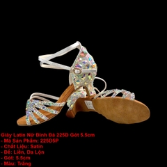Giày Latin Nữ Đính Đá 225D Gót 5.5cm (225D) - Trắng